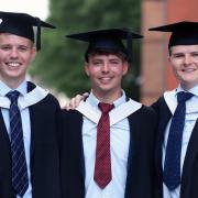 Matt, Tom and Lewis Hammond pictured on their graduation day, with the ceremony held at the Principality Stadium in Cardiff. Picture: Michael Hall/Cardiff University