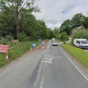 The A438 has been down to one lane at Whitney-on-Wye for more than two years. Picture: Google