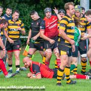 Lewis Jordan scores Hereford's first try during their win at Droitwich. Picture: Wildcat Photography