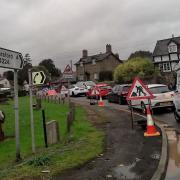 Three-way temporary traffic lights are back causing problems in Mordiford. File picture.