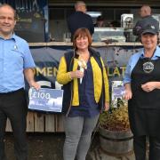Victoria Covey from Pembridge tastes her winning ice cream with Nick Price and Sindy Davey at Oakchurch Farm Shop, Staunton-on-Wye
