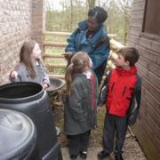 From left, Evie Jones, Alice Collins, Hazel Mwawembe and Oliver Nash at Burghill School’s composting corner.