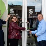 National Star students Ella and Archie officially open the new charity shop in St Peter’s Street, Hereford
