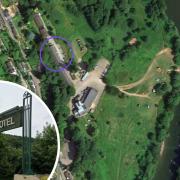 Location of the Paddocks Hotel, Symonds Yat, with the six cottages marked.