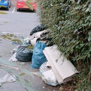 Rubbish has been fly-tipped in St Martin's Avenue, Hereford, near Hereford Leisure Pool. Picture: Coun Cat Hornsey