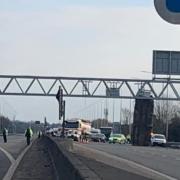 A tipper truck collided with a lorry on the M5.