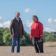 Clarkson's Farm, pictured are Charlie and Gerald from the series, has helped the farming industry, county farmers say. Picture: Amazon Studios