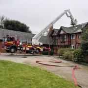 Hereford Fire Station's aerial ladder platform was used to tackle a fire at a house in Breinton
