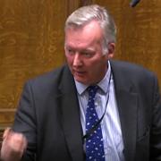 Sir Bill Wiggin questioning the Home Secretary during Illegal Migration Bill debate in Commons on 7 March.