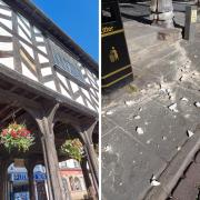 Repair work is set to take place at Ledbury Market House after plaster fell off one of its panels