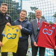 Westfields chief executive Andy Morris (second from right) with manager Phil Glover (left) along with Gavin Smith and Ellie Williams from CJ Insurance.