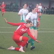 Roxy Dinsecu scoring her third goal in Hereford Pegasus Ladies’ 3-3 draw with Gloucester City