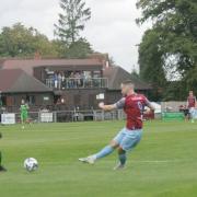 Ollie Barnes scores the opening goal for Westfields against Longlevens