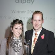 Award winner Rebecca Simpkins of allpay with Sascha Kindred