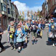 A street procession went through Hereford city centre as part of the river carnival event