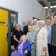 Nancy Billings with her daughter Julie Billings, Mark Pearce from Hereford Enterprise Zone, Elizabeth Semper O'Keefe and Angela Williams from Rotherwas Together, and Scott Coxshall, Mandy Weston and Gareth Jones from Town Square