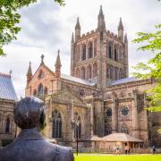 The Edward Elgar statue in Hereford's Cathedral Close