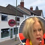 The Razbari restaurant in Eign Street, Hereford and licensing subcommittee chair Coun Polly Andrews
