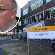 Councillor Pete Stoddart (inset) and Herefordshire Council's Plough Lane offices