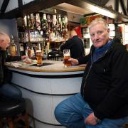 Landlord, Cliff Roberts enjoys a pint at the Golden Lion in Hereford