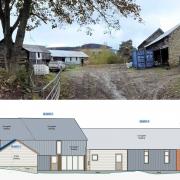 The barns at present, and how two of them would have looked if converted