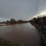 The river Wye at the Old Bridge in Hereford