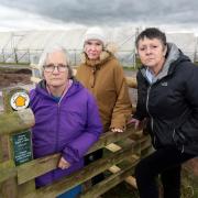 Clare Suart (left) and fellow residents Diane Rogers and Judith Wells attended the planning meeting to make their objections to the polytunnels known