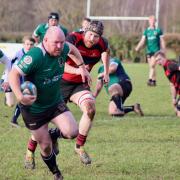Rob Gummer charging forward for Ledbury during their 19-29 league victory at Alcester