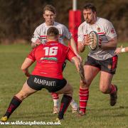 Jamie Humphreys working hard in the Hereford pack during their defeat at Ludlow