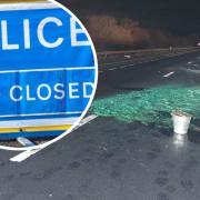Fuel has been spilled across the motorway in the crash, with the road expected to be closed for much of the day