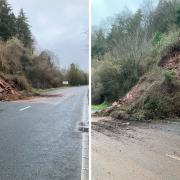 A landslide caused the eastbound carriageway of the A40 to be closed.