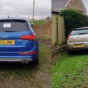 The two abandoned cars were towed from Bromyard yesterday (February 15)