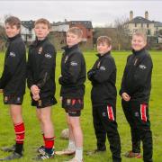 The Hereford RFC youngsters in their new training kit