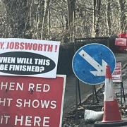 SICK: Someone was sick enough of the temporary traffic lights near British Camp to put up this sign
