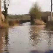 Hoarwithy Road, near Hereford is currently flooded