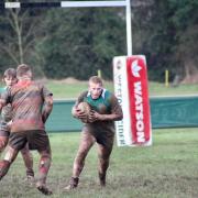 Lewi Ballinger charges forward for Ledbury during their victory against Old Coventrians