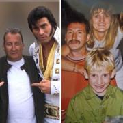 Karl Parker at an Elvis festival (left) and in an old picture with his family (right)