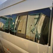 One of the buses damaged in the incident on Sunday at H&H Coaches