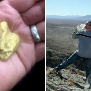 The gold nugget (left) and Richard Brock (right)