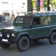 Stock image of green Land Rover Defender, not the exact car that was stolen