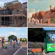 The Castle Green Pavilion, NMITE Skills Hub, Hereford Cycle Track and a sedum-roofed bus shelter