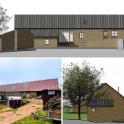 Views of the conversion plan, now approved, and the existing listed barn
