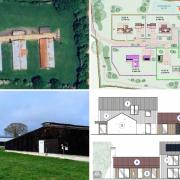 The current poultry sheds, and layout and a house design from the development proposal