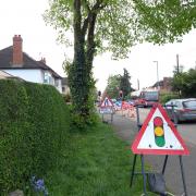 Temporary lights are in operation in Kings Acre Road, Hereford