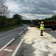 Firefighters were called to the A465 outside Pontrilas Sawmills