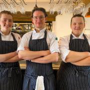 Ursula Chilver, Thomas Leak (Head Chef), Rebecca Collins – The New Inn kitchen team