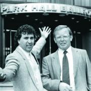 Bryn Yemm and owner Alan Pearson outside Park Hall in 1987.