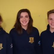 (from left) City of Hereford Swimming Club members Grace Eddy, Calypso Harvey and James Bilbao who, along with Patrick Meggitt, are off to compete in the National Short Course Championships