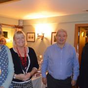 Haven fundraising manager Frankie Devereux with The Bell's new owners, Sarah and Richard Ireton, and Venetia Williams.