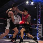 South Wye Boxing Academy's Kane McKenzie in action against Ben Walters. Photo: Matt Day